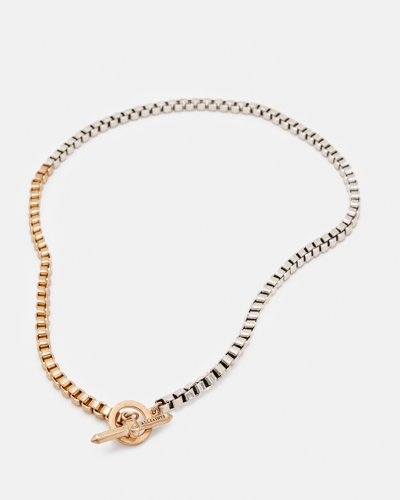 Shop Allsaints Box Chain Two Tone Necklace In Gold
