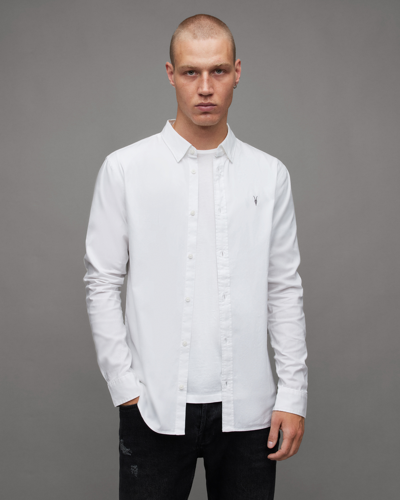 Shop Allsaints Hawthorne Ramskull Stretch Fit Shirt In White