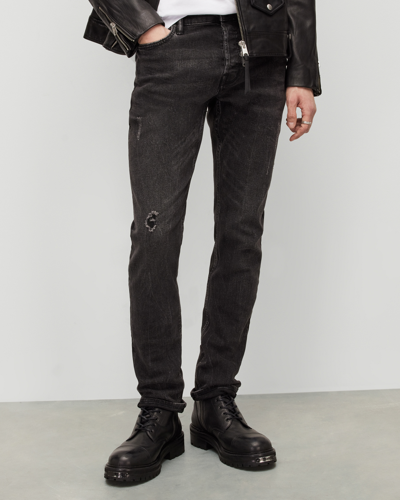 Shop Allsaints Rex Slim Fit Soft Stretch Denim Jeans In Washed Black