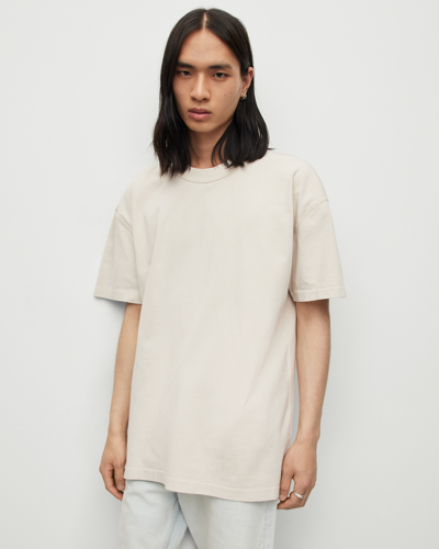 Shop Allsaints Isac Oversized Crew Neck T-shirt In Biscuit Taupe