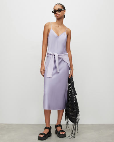 Shop Allsaints Hera 2-in-1 Midi Slip Dress In Lilac