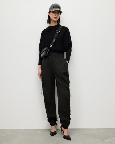 Allsaints Aura Logo Waistband Oversized Pants In Black | ModeSens