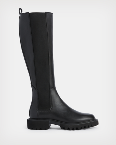 Shop Allsaints Maeve Leather Boots In Black