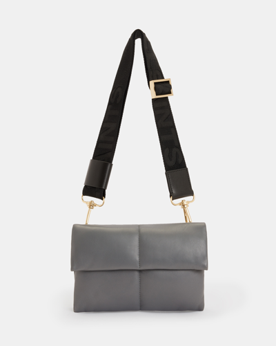 Shop Allsaints Ezra Leather Quilted Crossbody Bag In Grey