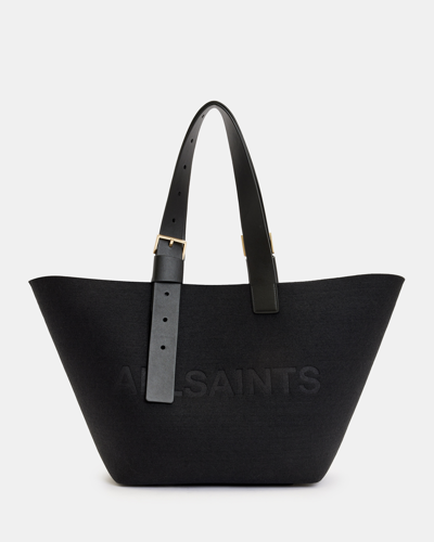 Shop Allsaints Anik Spacious Felt Logo Tote Bag In Black