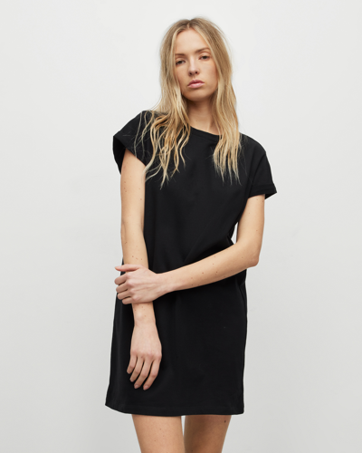 Shop Allsaints Anna Crew Neck Short Sleeve Mini Dress, In Black