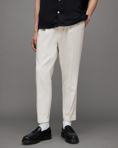Shop Allsaints Tallis Slim Fit Cropped Trousers In Wheatgrass Taupe