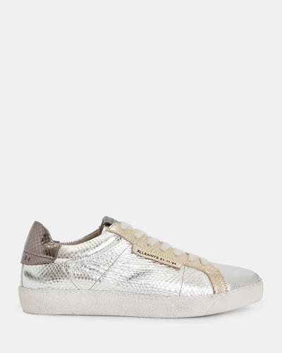 Shop Allsaints Sheer Leather Low Top Sneakers In Silver/gold