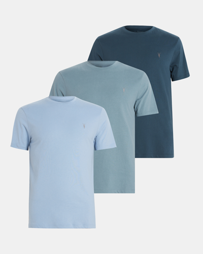 Shop Allsaints Brace Crew 3 Pack T-shirts In Blue