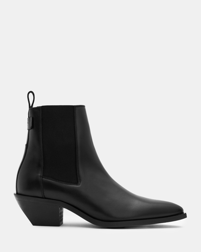 Shop Allsaints Fox Pointed Toe Leather Chelsea Boots In Black