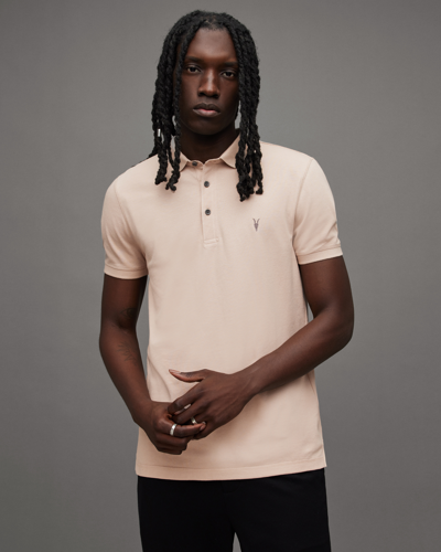 Shop Allsaints Reform Short Sleeve Polo Shirt In Floss Pink