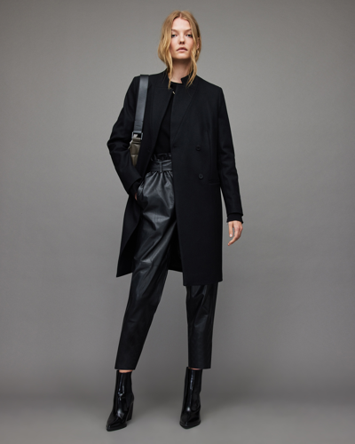 Shop Allsaints Women's Recycled Wool Cashmere Blend Sidney Coat In Black