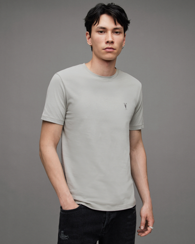 Shop Allsaints Brace Brushed Cotton Crew Neck T-shirt In Green