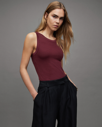 Shop Allsaints Rina Crew Neck Sleeveless Tank Top In Orchid Red