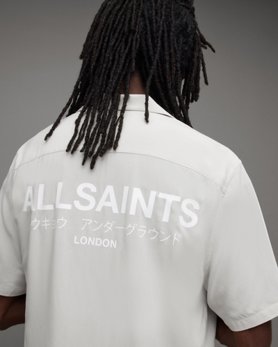 Shop Allsaints Underground Logo Relaxed Fit Shirt In Clifftop Taupe