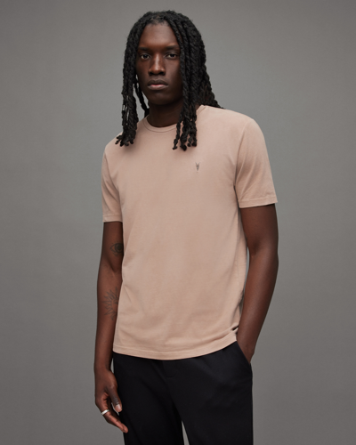 Shop Allsaints Ossage Crew Neck Slim Ramskull T-shirt In Light Pink