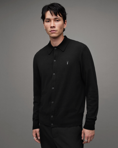 Shop Allsaints Kilburn Ramskull Shirt Cardigan In Black