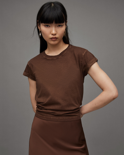 Shop Allsaints Anna Crew Neck Short Sleeve T-shirt In Caco Brown