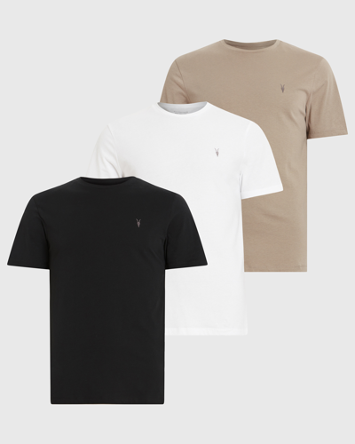 Shop Allsaints Brace Crew 3 Pack T-shirts In Black/grey/white