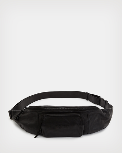 Shop Allsaints Oppose Leather Fanny Pack In Black