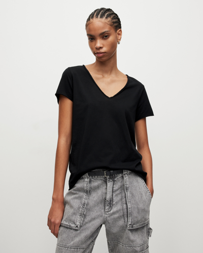 Shop Allsaints Women's Cotton Comfortable Regular Fit Emelyn Tonic T-shirt In Jet Black