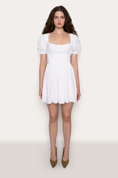 Shop Danielle Guizio Ny Puff Sleeve Ruched Flare Dress In White
