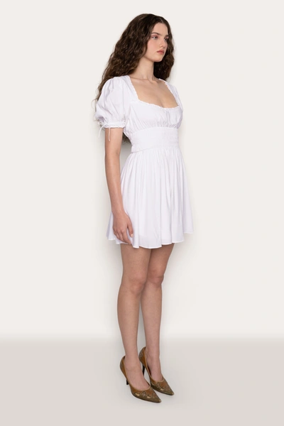 Shop Danielle Guizio Ny Puff Sleeve Ruched Flare Dress In White