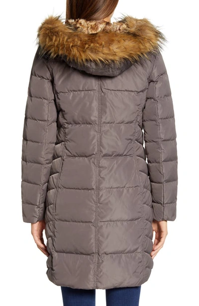 Shop Cole Haan Feather & Down Puffer Jacket With Faux Fur Trim In Carbon