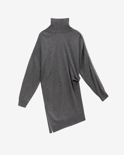 Shop Isabel Marant Gaelys Merino Wool Dress In Grey