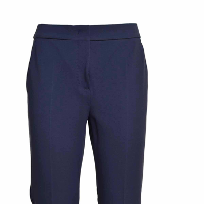 Shop Max Mara Slim Cut Straight Leg Trousers In Blu