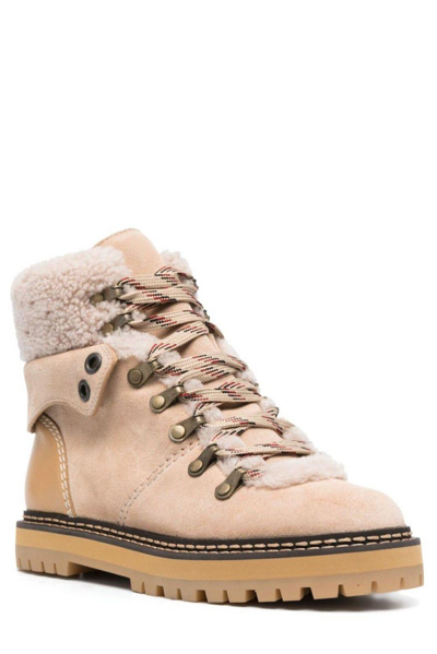 Shop See By Chloé Eileen Lace-up Boots In Natural