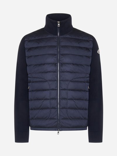Shop Moncler Wool-knit And Quilted Nylon Cardigan