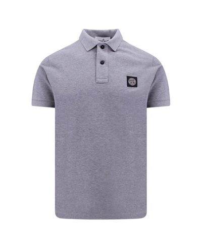 Shop Stone Island Compass Logo Embroidered Short-sleeved Polo Shirt In Grey