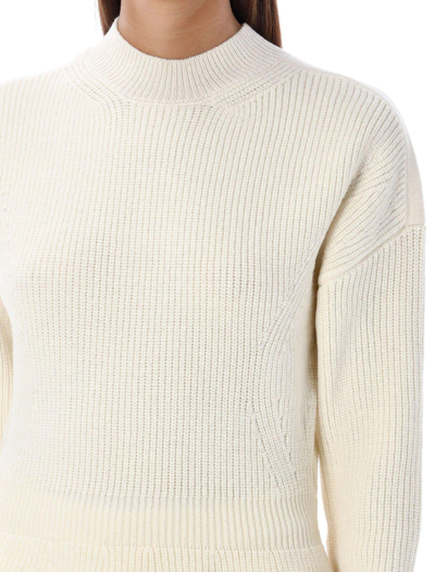 Shop Chloé Peplum Knitted Jumper In White