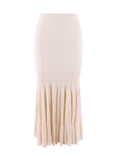 Shop Chloé Elastic Waist Pleated Skirt In Beige