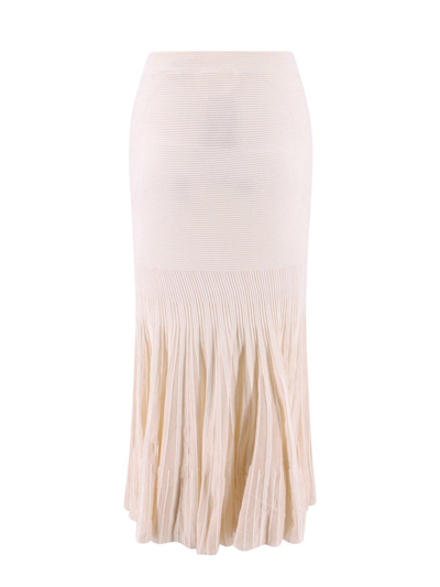Shop Chloé Elastic Waist Pleated Skirt In Beige