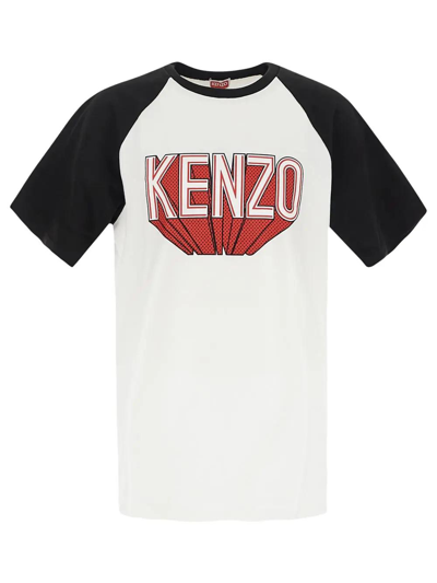 Shop Kenzo Raglan 3d T-shirt In Blanc Casse