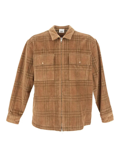 Shop Burberry Zipped Overshirt In Beige