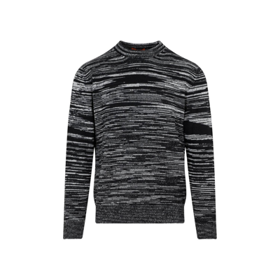 Shop Missoni Intarsia-knit Striped Crewneck Jumper In Black