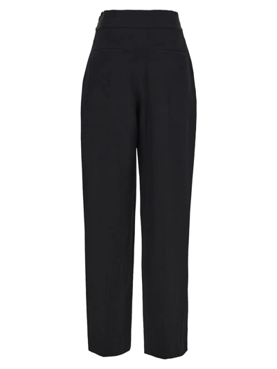 Shop Alexander Wang Logo Waistband Pleated Trousers In Nero