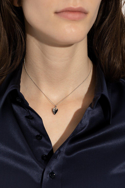 Shop Saint Laurent Heart Shaped Necklace In Argento