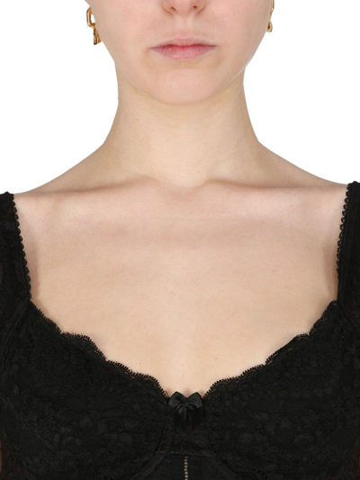 Shop Balenciaga Lace Detailed Sleeveless Top In Nero