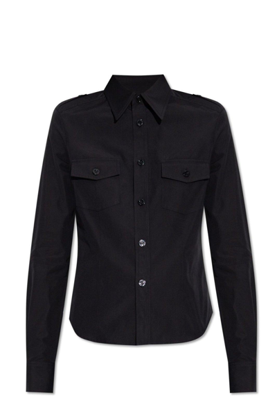Shop Saint Laurent Buttoned Long-sleeved Shirt In Nero
