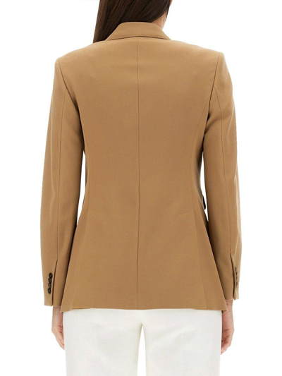 Shop Max Mara Double-breasted Long-sleeved Blazer In Beige