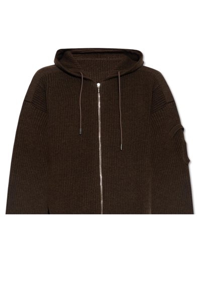 Shop Jacquemus Seville Hooded Cardigan In Marrone