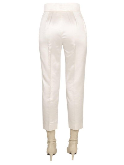 Shop Max Mara Straight Leg Cropped Pants In Bianco