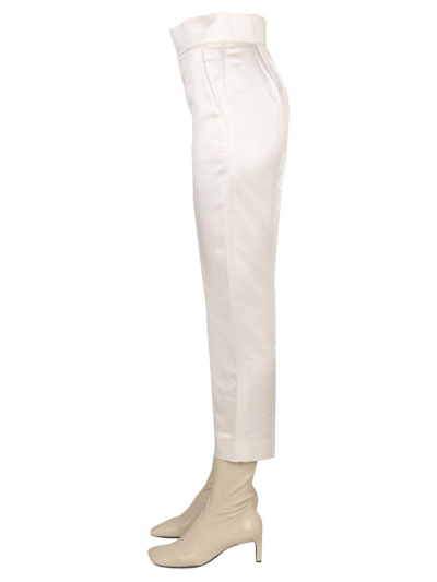 Shop Max Mara Straight Leg Cropped Pants In Bianco
