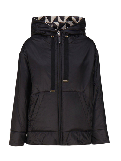 Shop Max Mara The Cube Reversible Hooded Down Jacket In Black/neutrals