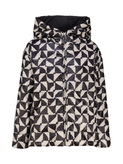 Shop Max Mara The Cube Reversible Hooded Down Jacket In Black/neutrals