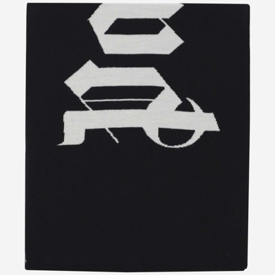 Shop Palm Angels Logo Intarsia-knit Scarf In Black/white